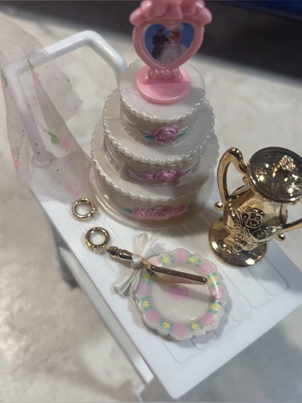 Vintage Barbie Pretty Treasures Wedding Cake Set 1995 Mattel VG+